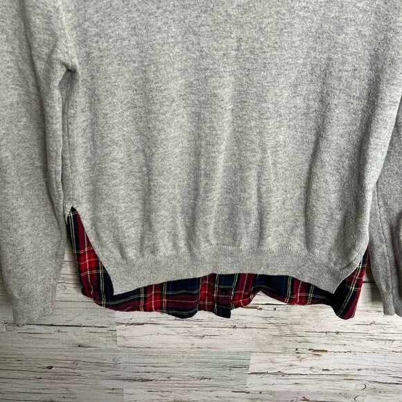 Goodnight macaroon top sweater gray  red plaid size small - Picture 4 of 9